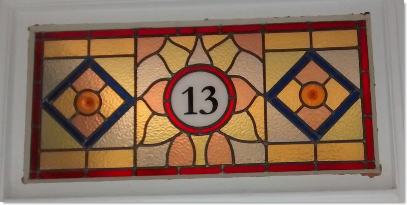 House numbers and names in stained glass (14) from Somerset Stained Glass