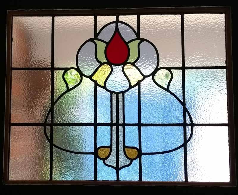stained glass gallery, wide horizontal stained glass panels