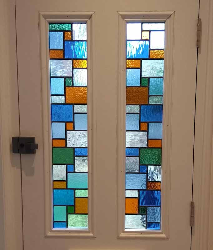 stained glass gallery, tall vertical long stained glass panels