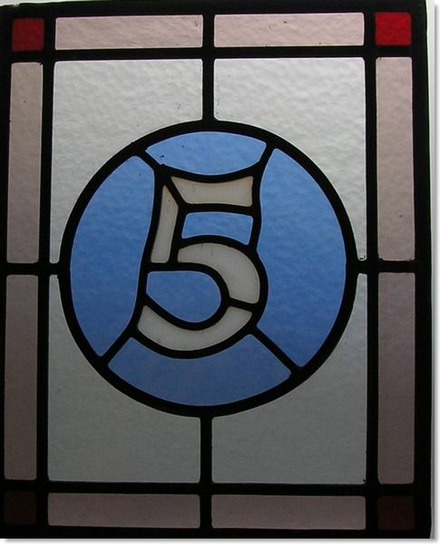 House numbers and names in stained glass (9) from Somerset Stained Glass
